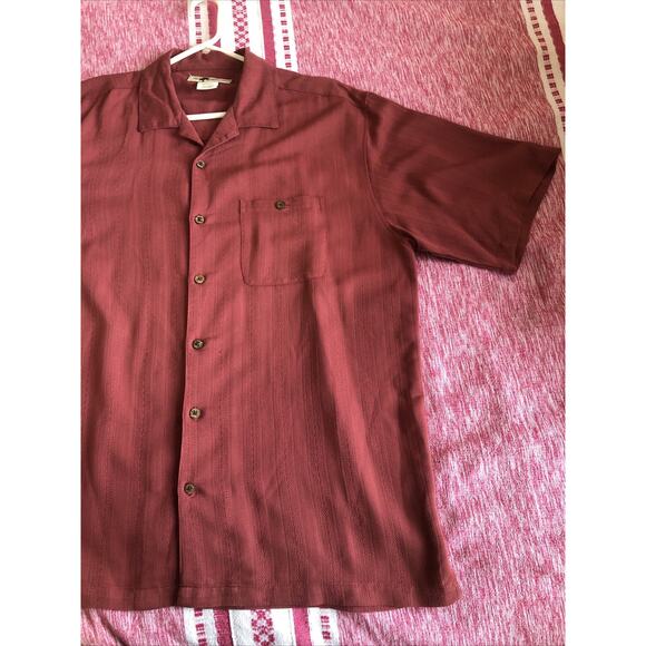 Joe Marlin Mens Casual Rust Red Short Sleeve Button Down XXL Rayon Blend - Picture 3 of 7
